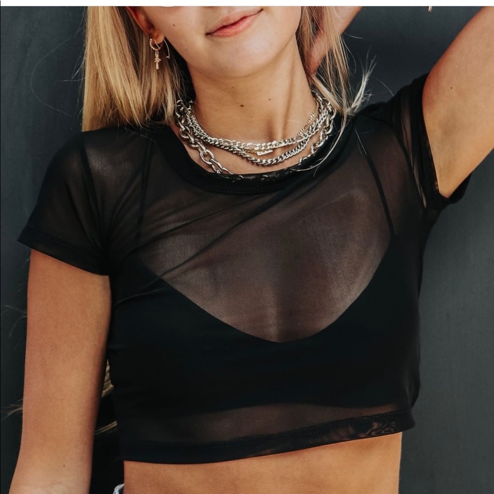 Emma and Sam Power Mesh Cropped Tee